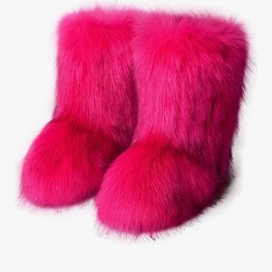 Vibrant Pink Furry Boots